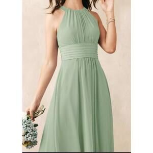 AW BRIDAL 14 1X plus sage green Dorian wedding formal party maxi dress NEW B135